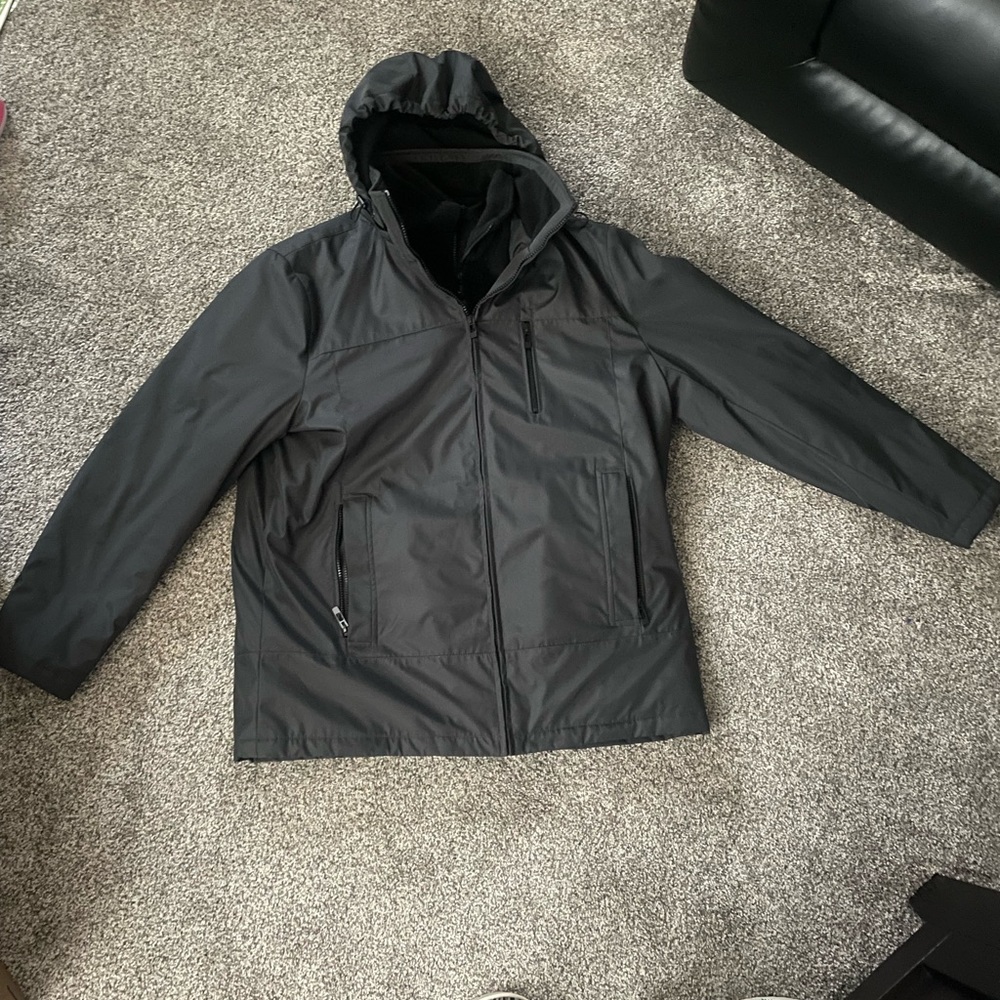 Calvin Klein fleece lined bib coat w/ hoodie